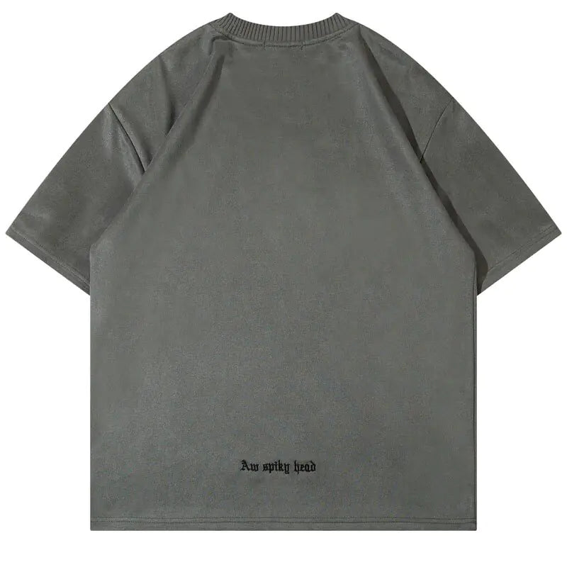 Harajuku Suede T-Shirt Streetwear Oversized T-Shirt