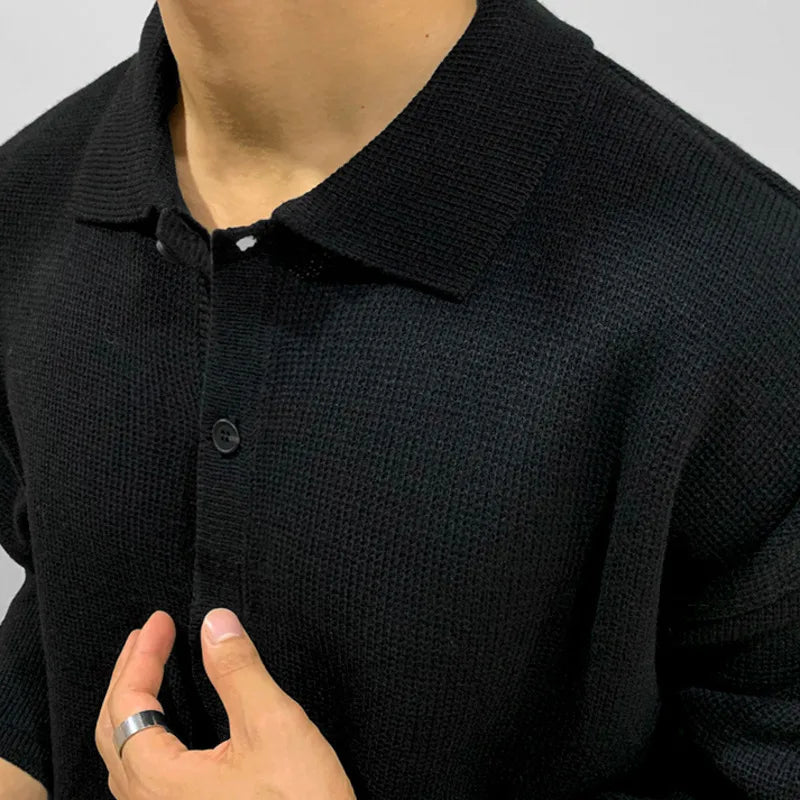IEFB Men's Single-Breasted Knitted Shirt